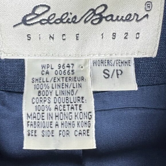 Eddie Bauer 100% Linen Navy Blue Blazer Men's Sz S Preppy Wedding Business - Picture 4 of 10